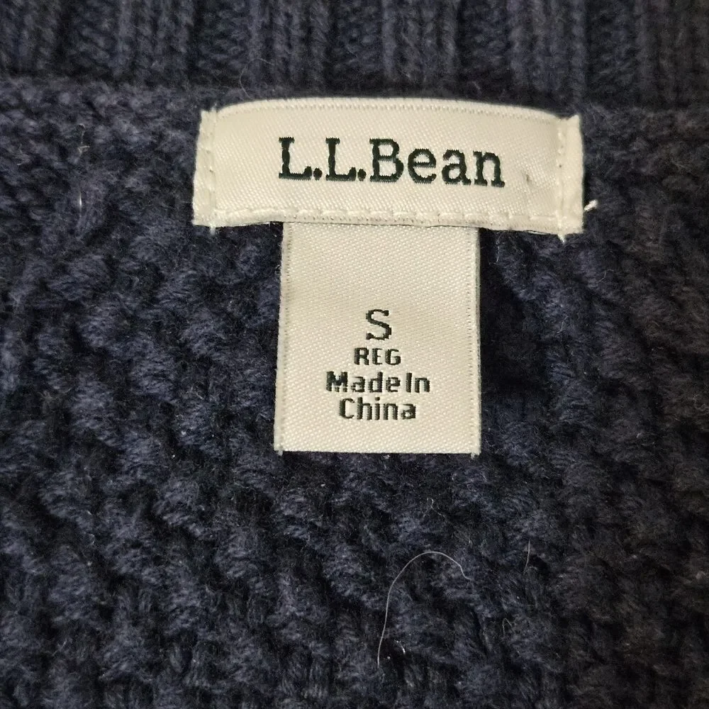 L.L. Bean Girls' Blue Cable Knit Button Cardigan Sweater S Small Long Sleeve Kid